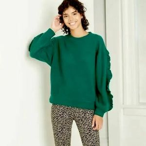 Women’s A New Day Green Ruffle Sleeve Sweater size small